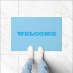 Baby Blue Sky Solid Colour Doormat<br><div class="desc">Doormat Door Mat for a decorative doorway entryway for home or office furnishing decor accessory painted with Baby Blue Sky Solid Colour graphic art design illustration and select products collection by TheFabricSeal print on demand shop at Zazzle.com #ZazzleMade https://www.zazzle.com/store/thefabricseal TheFabricSeal©️Original. Baby blue is a lighter blue hue tone plus a...</div>