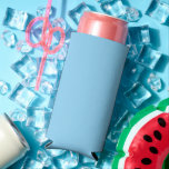 Baby Blue Sky Solid Colour Seltzer Can Cooler<br><div class="desc">Seltzer Can Cooler Koozie Sleeve printed with Baby Blue Sky Solid Colour graphic art design illustration and select products collection by TheFabricSeal print on demand shop at Zazzle.com #ZazzleMade https://www.zazzle.com/store/thefabricseal TheFabricSeal©️Original. Baby blue is a lighter blue hue tone plus a bit of white. It's actually a gradient. It's a pastel...</div>