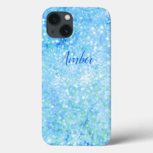 Baby Blue Sparkle Glitter Elegant iPhone 13 Case