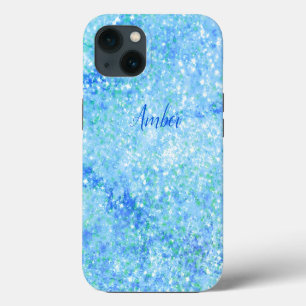 Baby Blue Sparkle Glitter Elegant iPhone 13 Case