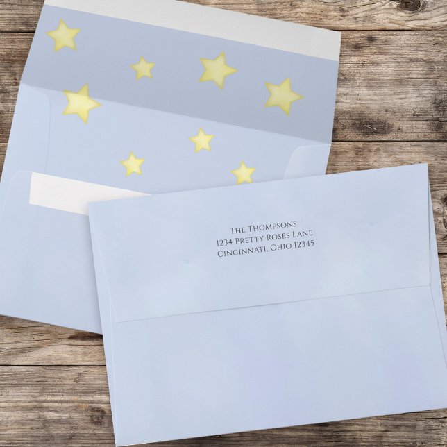 Baby Blue Stars Pattern Custom Envelope (Creator Uploaded)