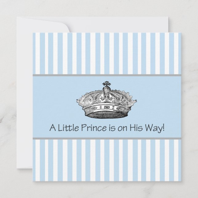Baby Blue Stipes Prince Baby Boy Shower Invitation (Front)