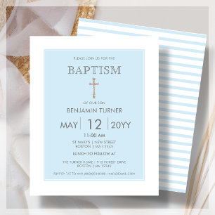 Baby Blue Stripe   Baptism Budget Invitation
