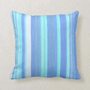 Baby Blue Striped Burlap Print Pattern Cushion