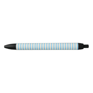 Baby Blue Stripes Black Ink Pen