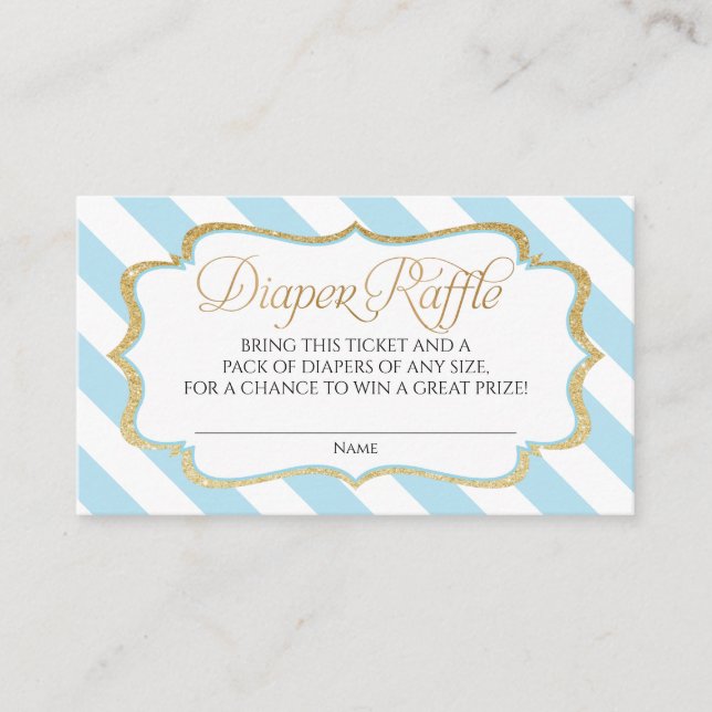 Baby Blue Stripes Diaper Raffle Cards (Front)