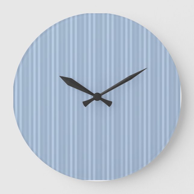 Baby Blue Stripes Pattern Vertical Stripes Large Clock (Front)