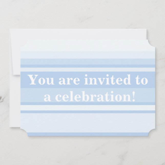 Baby blue stripes simple elegant invitation (Front)