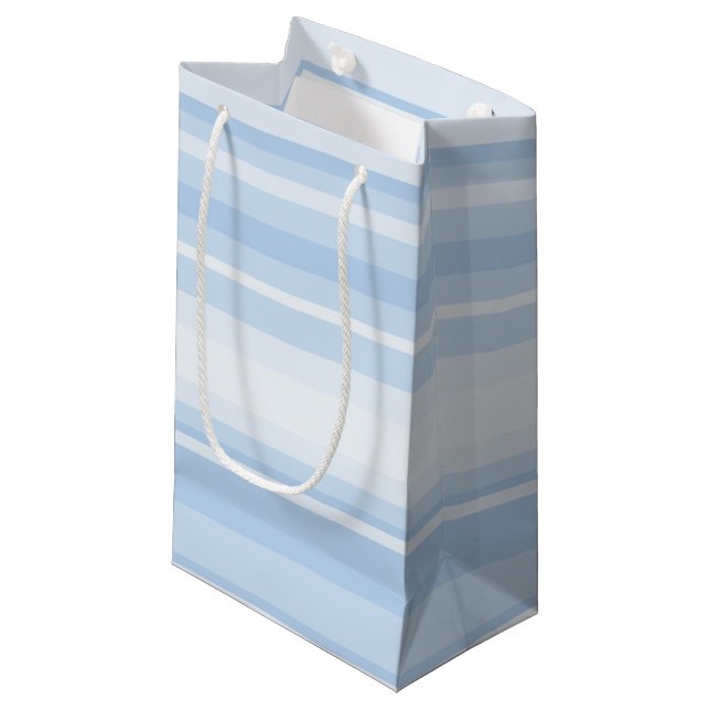 Baby blue stripes small gift bag (Front Angled)