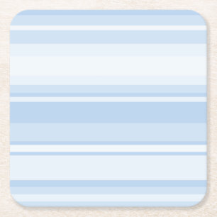 Baby blue stripes square paper coaster