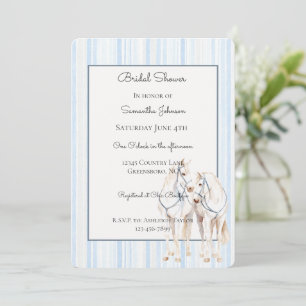 Baby Blue Stripes White Horses Bridal Shower Invitation