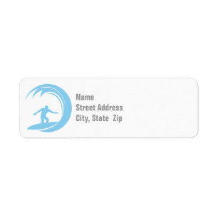 Baby Blue Surfing Return Address Label