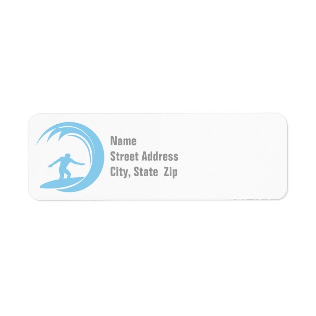 Baby Blue Surfing Return Address Label (Front)