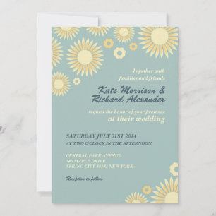 Baby Blue Sweet Sunflower Wedding Invitation