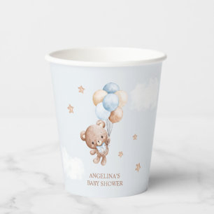 Baby Blue Teddy Bear Baby Shower Paper Cups