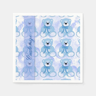 Baby Blue Teddy Bear Pattern Napkins