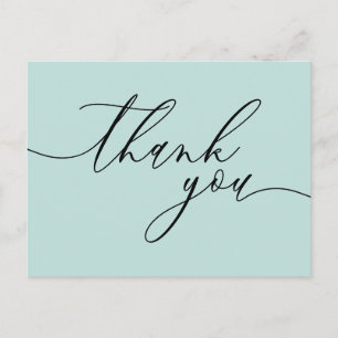 Baby Blue Thank You Script Text Clean Custom Photo Postcard