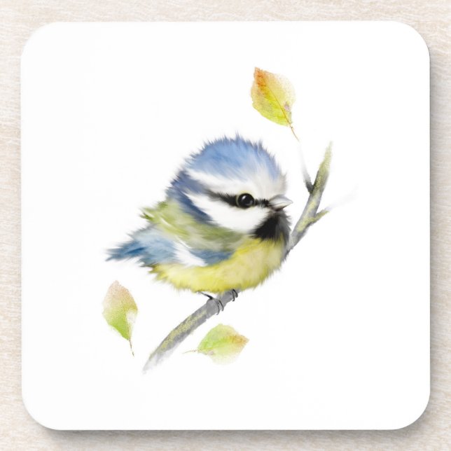 Baby Blue tit Bird Coaster (Front)