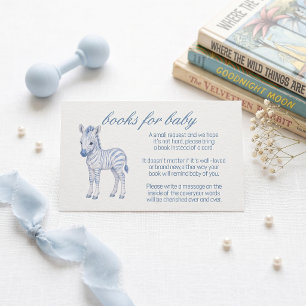 Baby Blue Toile Safari Baby Shower Books for Baby  Advice Card