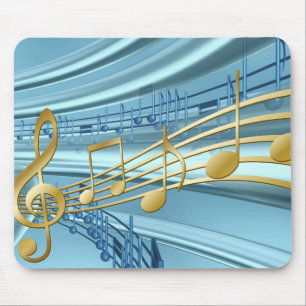 Baby Blue Trendy Musical Notes Mouse Pad