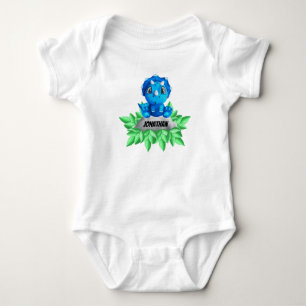 Baby Blue Triceratops Dinosaur Bodysuit