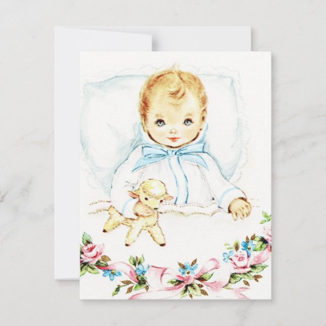 Baby Blue Vintage Baby Boy Shower Invitation (Front)