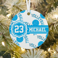 Baby Blue Volleyball Ceramic Ornament