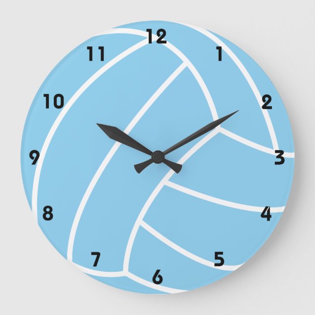 Baby Blue Volleyball Large Clock (Front)