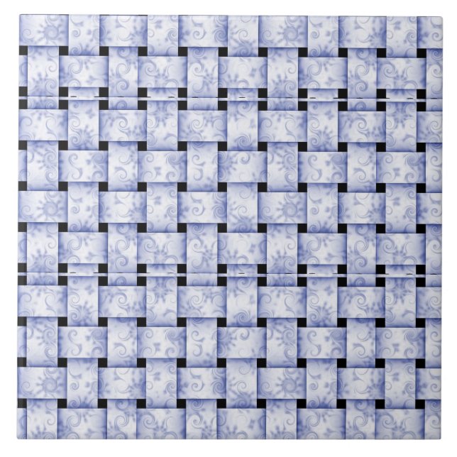 Baby blue weave  ceramic tile (Front)