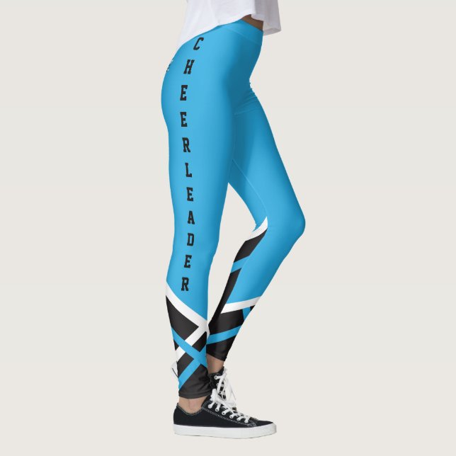 Baby Blue, White and Black Cheerleader Leggings (Right)