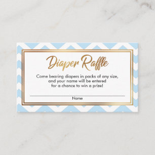 Baby Blue & White Bold Chevron Diaper Raffle Cards