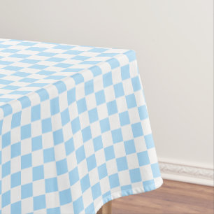 Baby Blue White Chequered Pattern Kids Room Decor Tablecloth