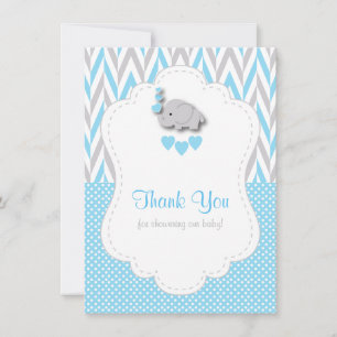 Baby Blue, White Grey Elephant Thank You