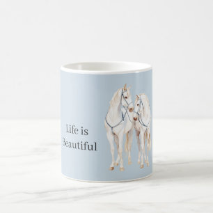 Baby Blue White Horses Coffee Mug