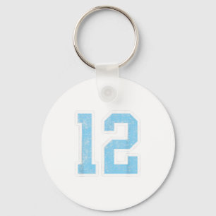 Baby Blue White Number 12 Jersey Player Uniform #1 Key Ring