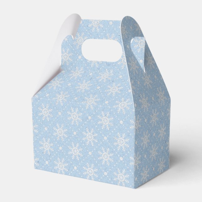 Baby Blue White Snowflake Christmas Pattern Favour Box (Back Side)