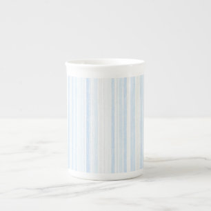 Baby Blue White Stripes Bone China Mug