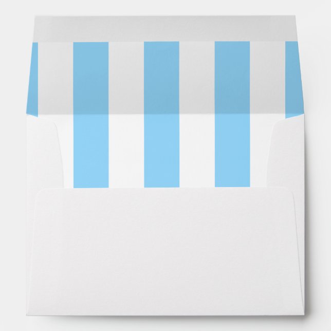 Baby Blue | White Vertical Stripes Lined Envelope (Back (Bottom))