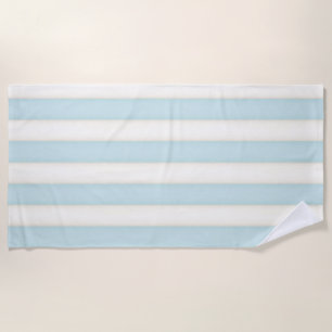 Baby Blue & White Victorian Stripes Cottage Style Beach Towel
