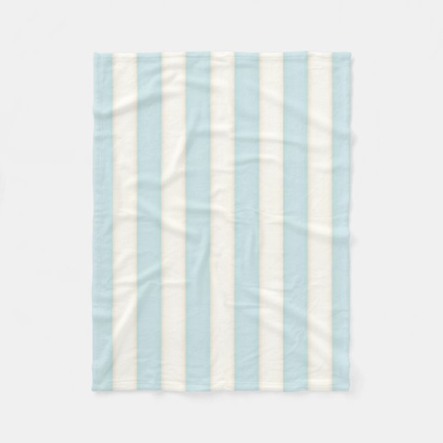 Baby Blue & White Victorian Stripes Cottage Style Fleece Blanket (Front)