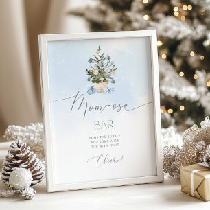 Baby blue Winter Christmas tree mum-osa bar Poster