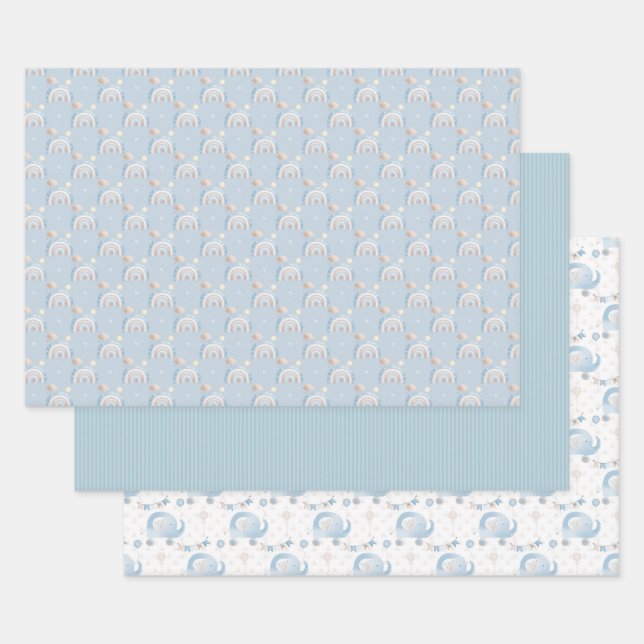 Baby Blue Wrapping Paper Sheet (Set)