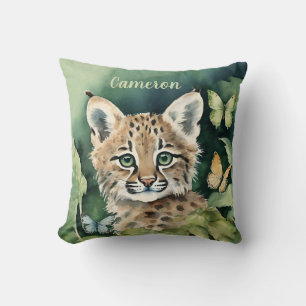 Baby Bobcat Gender Neutral Personalised  Cushion
