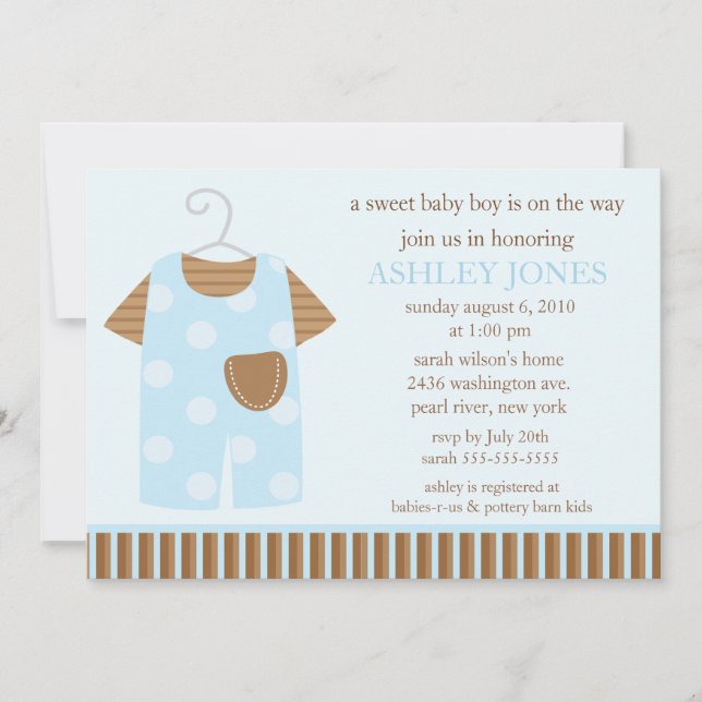 Baby Bodysuit Apparel Boy Baby Shower Invitation (Front)
