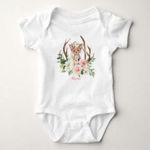 baby bodysuit cute woodland fox pink florals
