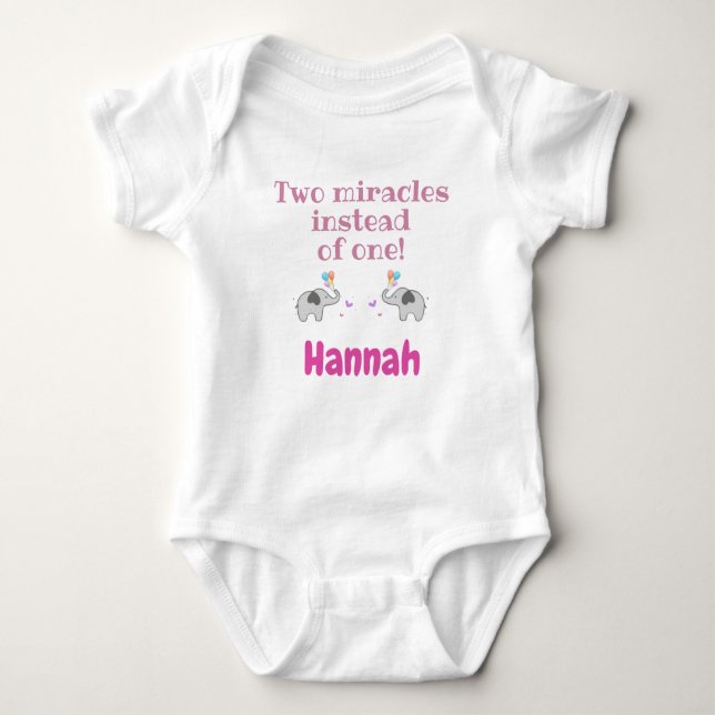 Baby Bodysuit for Twins, Personalised Twins Gifts, (Front)