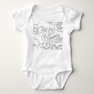 BABY BODYSUIT JAPANESE CLOUD PATTERN CUSTOM NAME