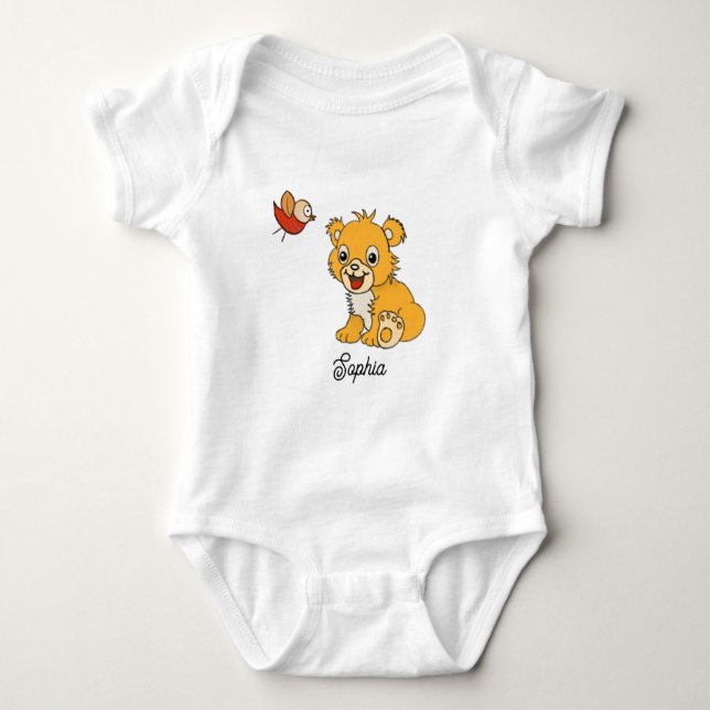 Baby bodysuit little lion and bird (Front)
