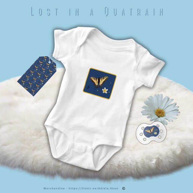 Baby Bodysuit - Lost in  Quatrain by Adiela Akoo  (Lost in a Quatrain Baby Bodysuit, Pacifier & Gift Tag designed by Poet Adiela Akoo. Shop great buys!)