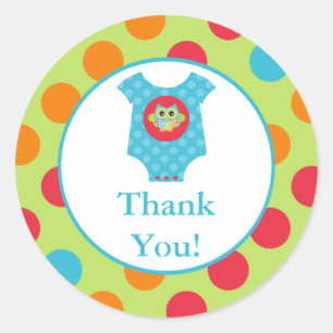 Baby Bodysuit Owl Baby Shower Sticker